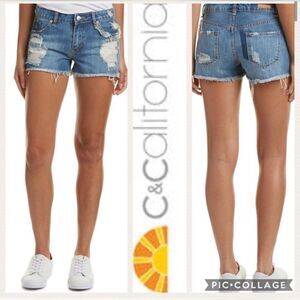 C&C California hunter denim distressed shorts sz 32